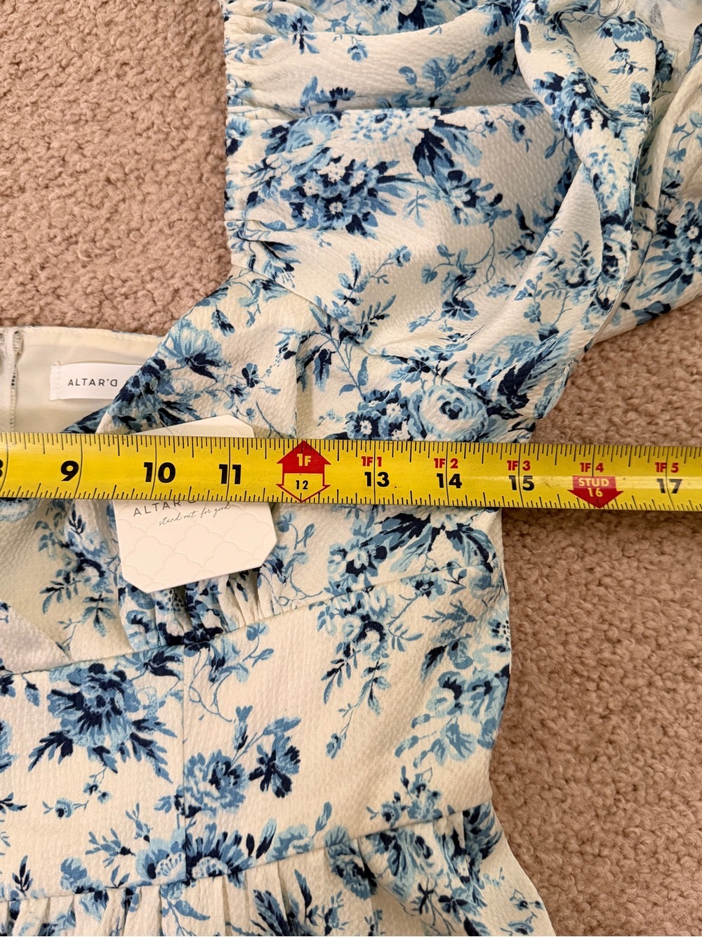 Altar’d State NWT Blue Floral Puff Sleeve Babydoll Mini Dress Medium Cottagecore - Picture 5 of 11